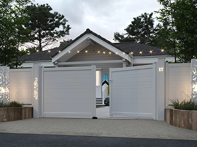 Portail 2 vantaux en aluminium blanc modèle Lusen